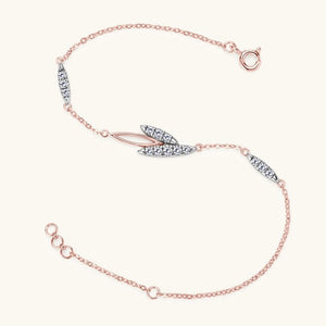 Mixed Metal Moissanite Leaf Chain Bracelet - Perimade & Co.