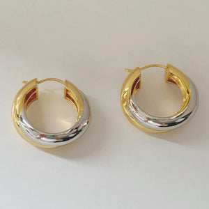 Mixed Metal Two Tone Chunky Hoop Earrings - Perimade & Co.