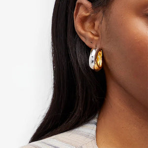 Mixed Metal Two Tone Chunky Hoop Earrings - Perimade & Co.