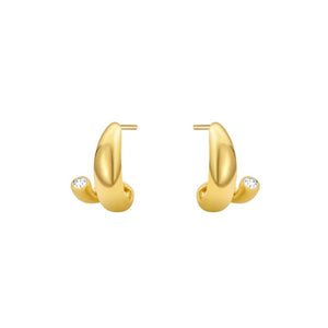 Modern Tiny CZ Twisted Ribbon Stud Earrings - Perimade & Co.