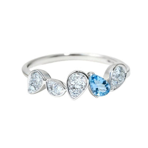 Moissanite Blue CZ Pear Cut Cluster Band Ring - Perimade & Co.