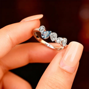 Moissanite Blue CZ Pear Cut Cluster Band Ring - Perimade & Co.