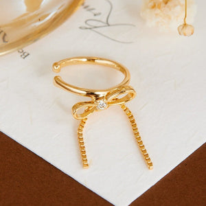 Moissanite Bow Knot Ribbon Clip-On Earrings - Perimade & Co.