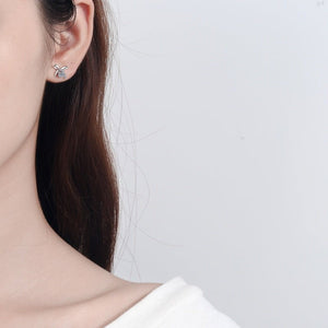 Moissanite Bow Pave Cartilage Stud Earrings - Perimade & Co.