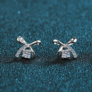 Moissanite Bow Pave Cartilage Stud Earrings - Perimade & Co.