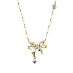 Moissanite Bowknot Ribbon Pendant Necklace - Perimade & Co.