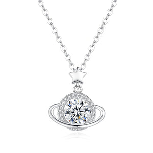 Moissanite Celestial Saturn Planet Necklace - Perimade & Co.