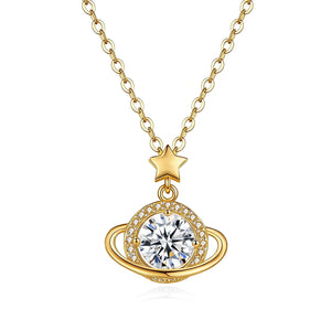 Moissanite Celestial Saturn Planet Necklace - Perimade & Co.