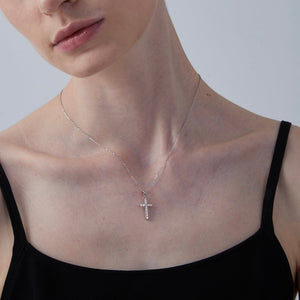 Moissanite Cross Charm Pendant Necklace - Perimade & Co.