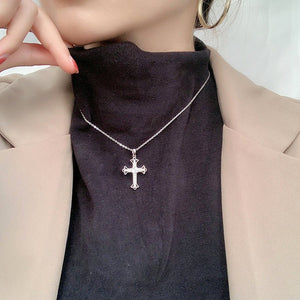Moissanite Cross Charm Pendant Necklace - Perimade & Co.