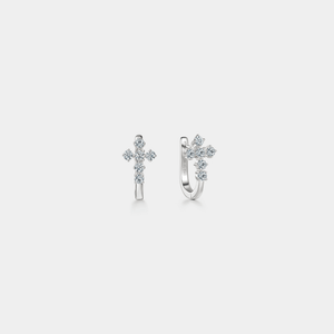 Moissanite Cross Pave Huggie Hoop Earrings - Perimade & Co.