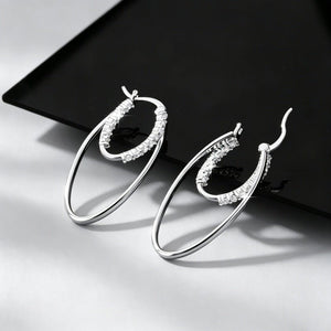 Moissanite Double Layered Oval Hoop Earrings - Perimade & Co.