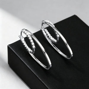 Moissanite Double Layered Oval Hoop Earrings - Perimade & Co.