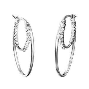 Moissanite Double Layered Oval Hoop Earrings - Perimade & Co.