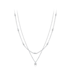 Moissanite Double Layered Pendant Necklace - Perimade & Co.