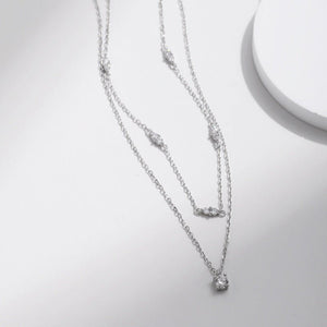 Moissanite Double Layered Pendant Necklace - Perimade & Co.