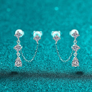 Moissanite Double Piercing Drop Stud Earrings - Perimade & Co.