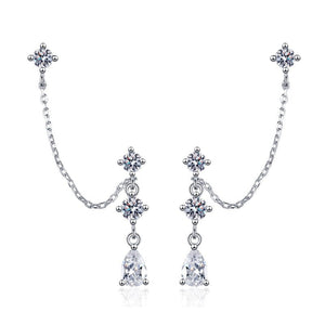 Moissanite Double Piercing Drop Stud Earrings - Perimade & Co.