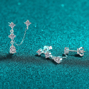 Moissanite Double Piercing Drop Stud Earrings - Perimade & Co.