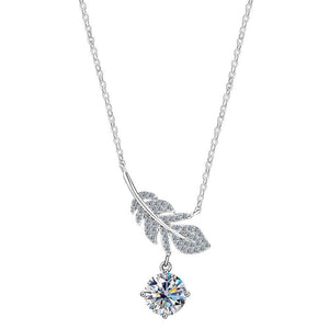 Moissanite Feather Cluster Pendant Necklace - Perimade & Co.
