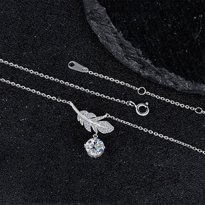 Moissanite Feather Cluster Pendant Necklace - Perimade & Co.
