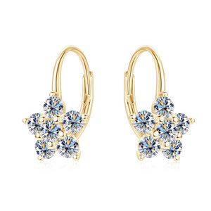 Moissanite Flower Lever Back Hoop Earrings - Perimade & Co.