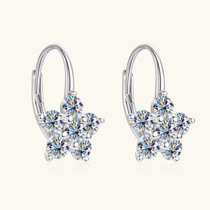 Moissanite Flower Lever Back Hoop Earrings - Perimade & Co.