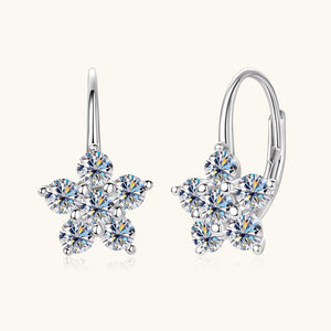 Moissanite Flower Lever Back Hoop Earrings - Perimade & Co.