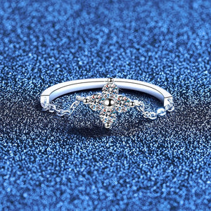 Moissanite Four Leaf Clover Half Chain Ring - Perimade & Co.