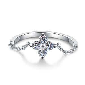 Moissanite Four Leaf Clover Half Chain Ring - Perimade & Co.
