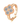 Rose gold ring with three clear gemstones on a white background