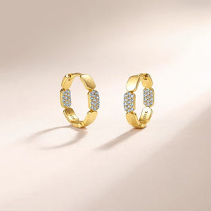 Moissanite Geometric Block Link Hoop Earrings - Perimade & Co.