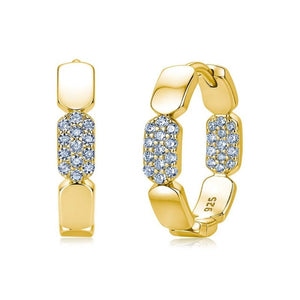 Moissanite Geometric Block Link Hoop Earrings - Perimade & Co.