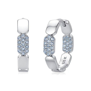 Moissanite Geometric Block Link Hoop Earrings - Perimade & Co.