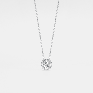Moissanite Halo Circle Pendant Necklace - Perimade & Co.
