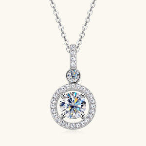 Moissanite Halo Pave Circle Charm Necklace - Perimade & Co.