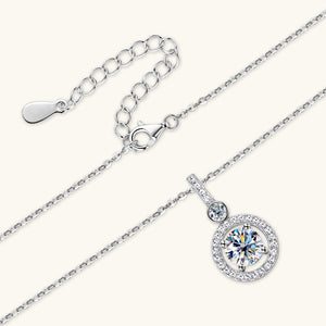 Moissanite Halo Pave Circle Charm Necklace - Perimade & Co.