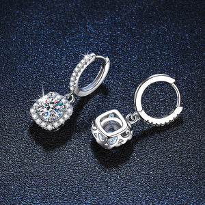 Moissanite Halo Pave Drop Hoop Earrings - Perimade & Co.