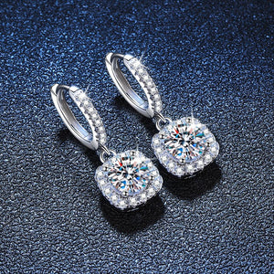Moissanite Halo Pave Drop Hoop Earrings - Perimade & Co.