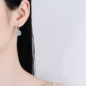 Moissanite Halo Pave Drop Hoop Earrings - Perimade & Co.