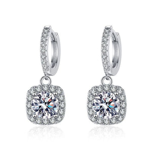 Moissanite Halo Pave Drop Hoop Earrings - Perimade & Co.
