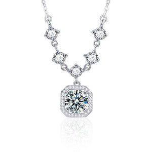 Moissanite Halo Wedding Charm Necklace - Perimade & Co.