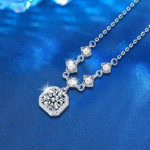 Moissanite Halo Wedding Charm Necklace - Perimade & Co.