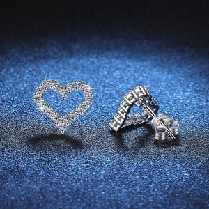 Moissanite Heart Pave Wedding Stud Earrings - Perimade & Co.