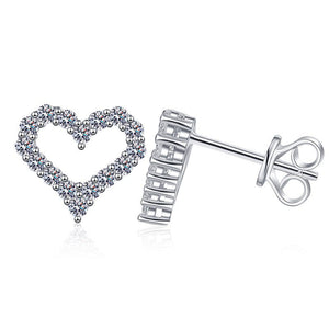 Moissanite Heart Pave Wedding Stud Earrings - Perimade & Co.