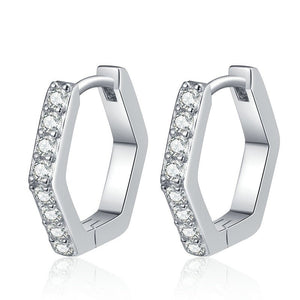 Moissanite Hexagon Huggie Hoop Earrings - Perimade & Co.
