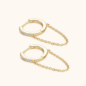 Moissanite Huggie Hoop Chain Drop Earrings - Perimade & Co.