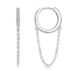 Moissanite Huggie Hoop Chain Drop Earrings - Perimade & Co.