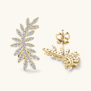Moissanite Leaf Wedding Statement Earrings - Perimade & Co.