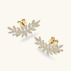 Moissanite Leaf Wedding Statement Earrings - Perimade & Co.